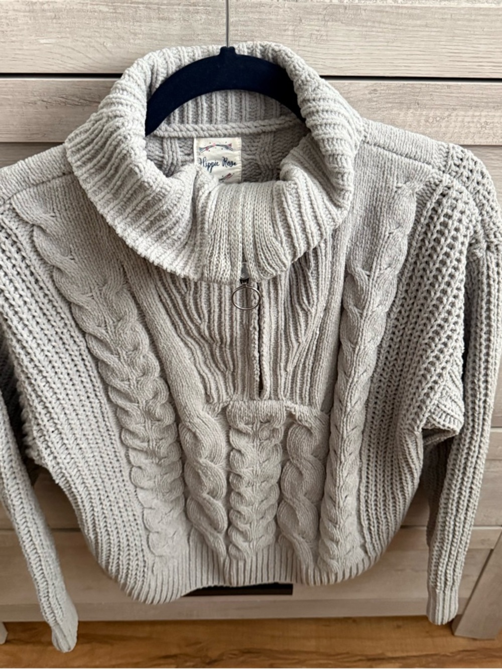 CeCe Cream Cable-Knit Half-Zip Turtleneck Sweater
